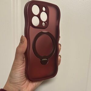 Premium Burgundy Phone Case with Ring Holder